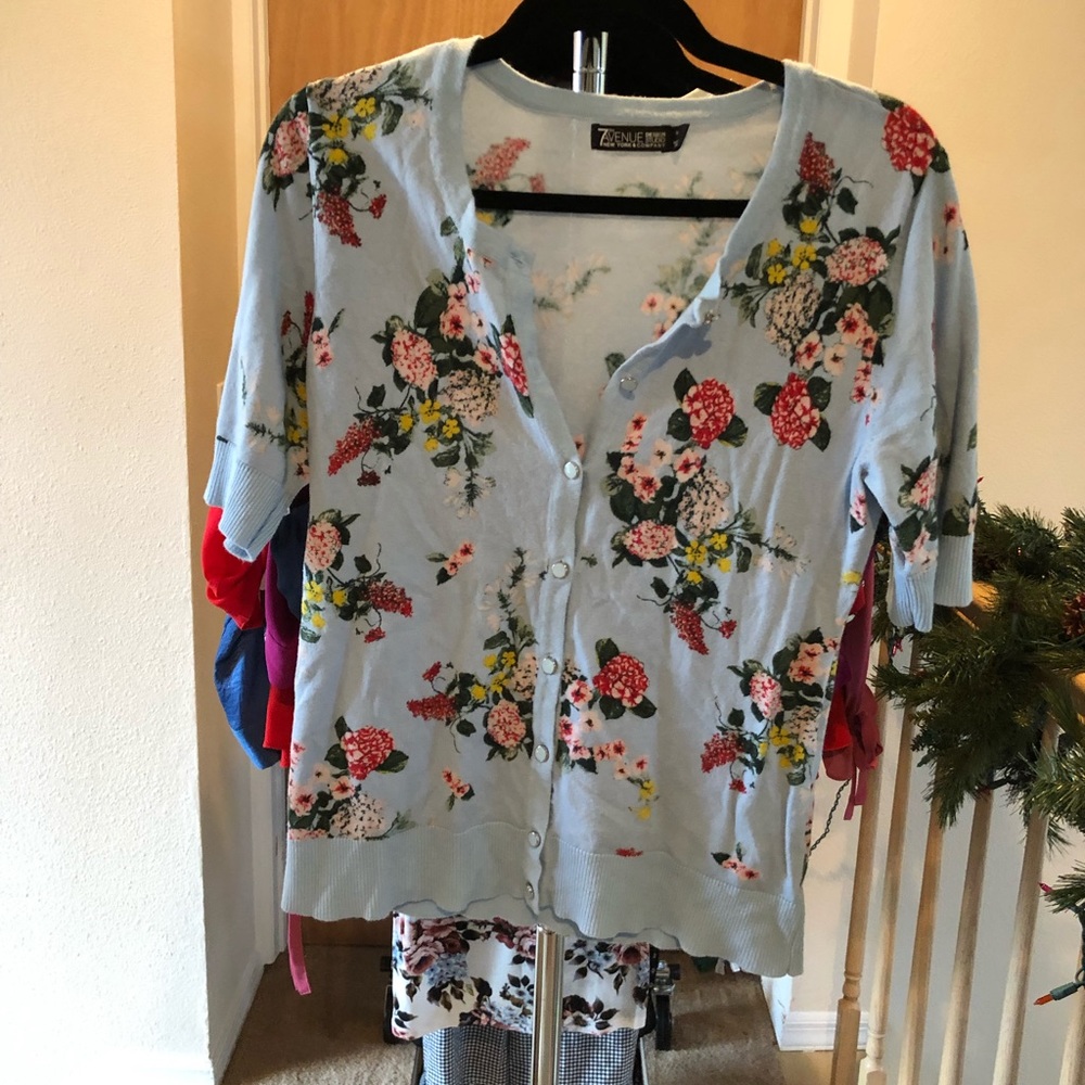 Blue floral cardigan